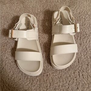 Steve Madden Cream Buckle Sandals